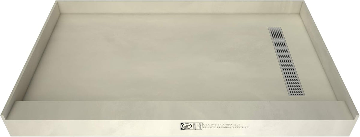 Shower Pan Kit with Flashing, Right Drain, Single Curb Shower Base, 60" Width x 42" Depth M33138