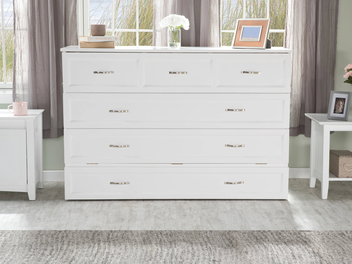 Queen Solid Wood Murphy Bed Chest with Mattress N42999