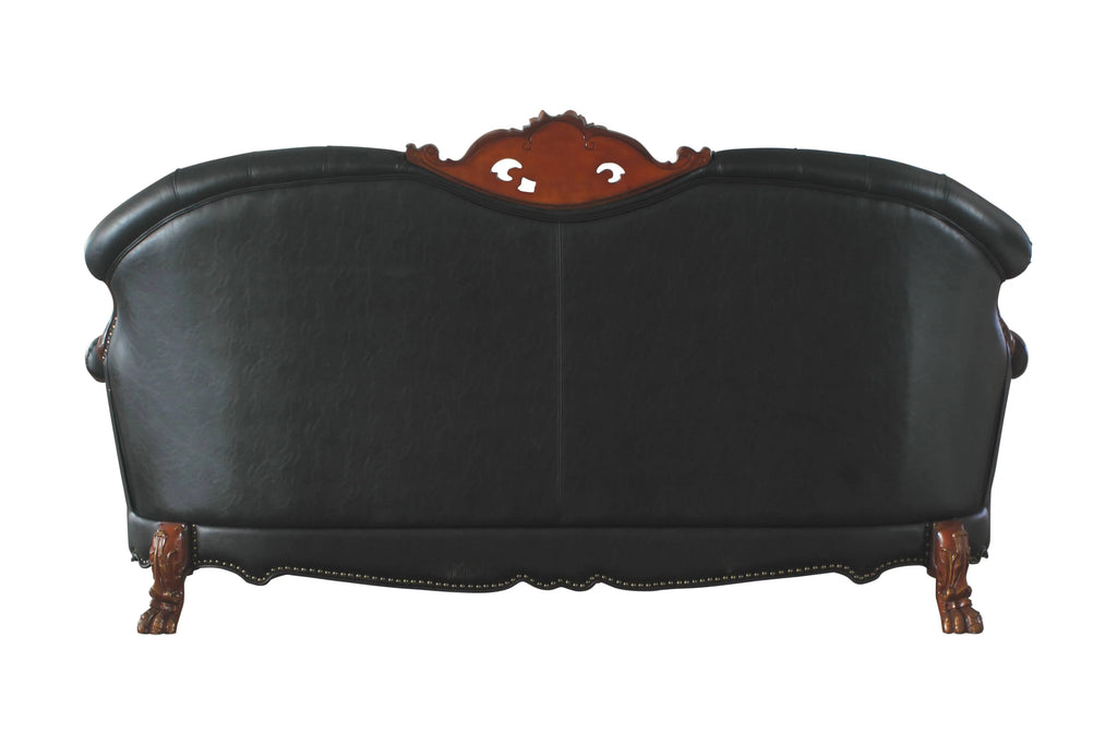 Black Faux Leather Tufted Sofa with 5 Pillows S788