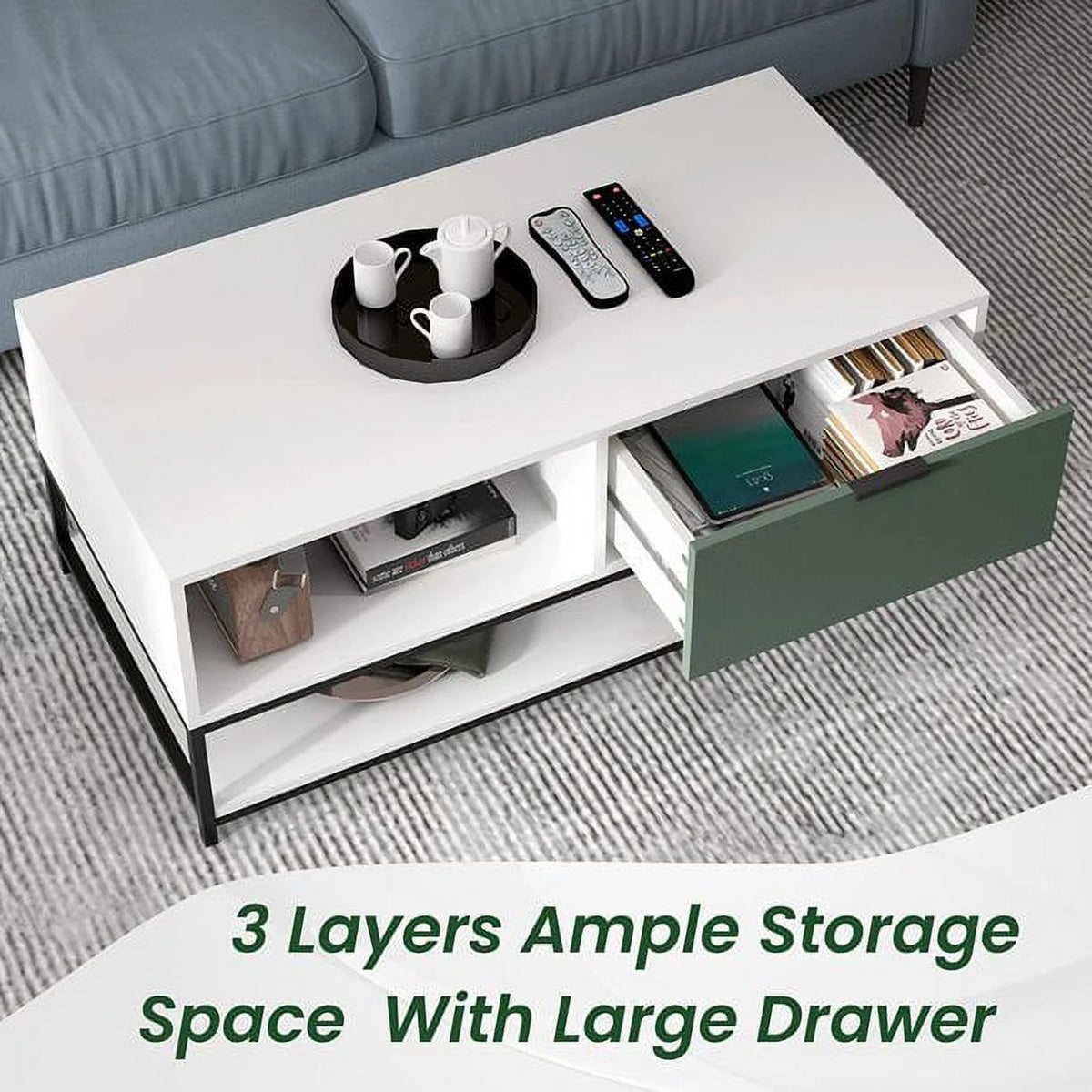 Wood Coffee Table with Steel Frame K818