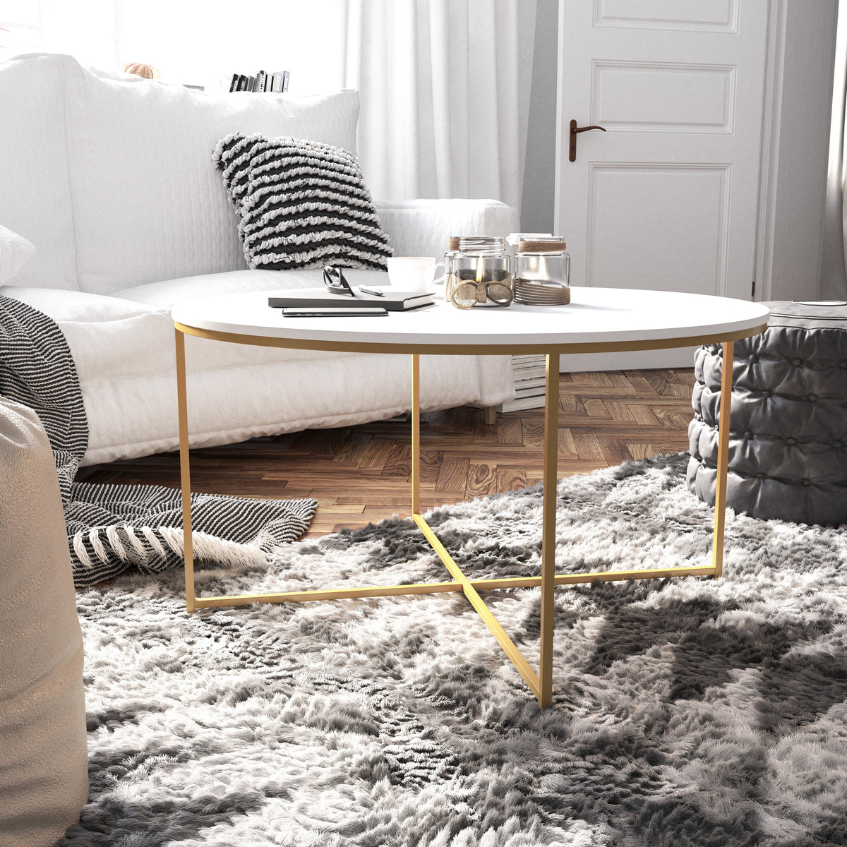 White Laminate 3 Piece Coffee and End Table Set C454262