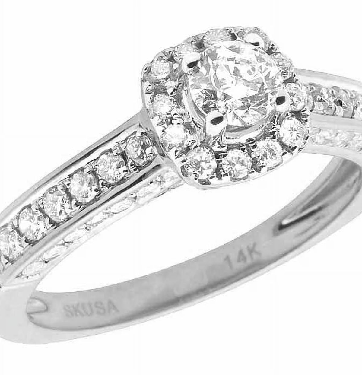 14K White Gold Halo Solitaire Real Diamond Engagement Ring 1.0ct M516299