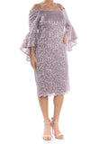 Purple Lace Bell Sleeve Shift Dress O3564