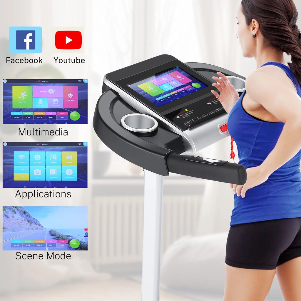 Silver Treadmill with 10 HD Touchscreen and 36 Preset Programs U8210