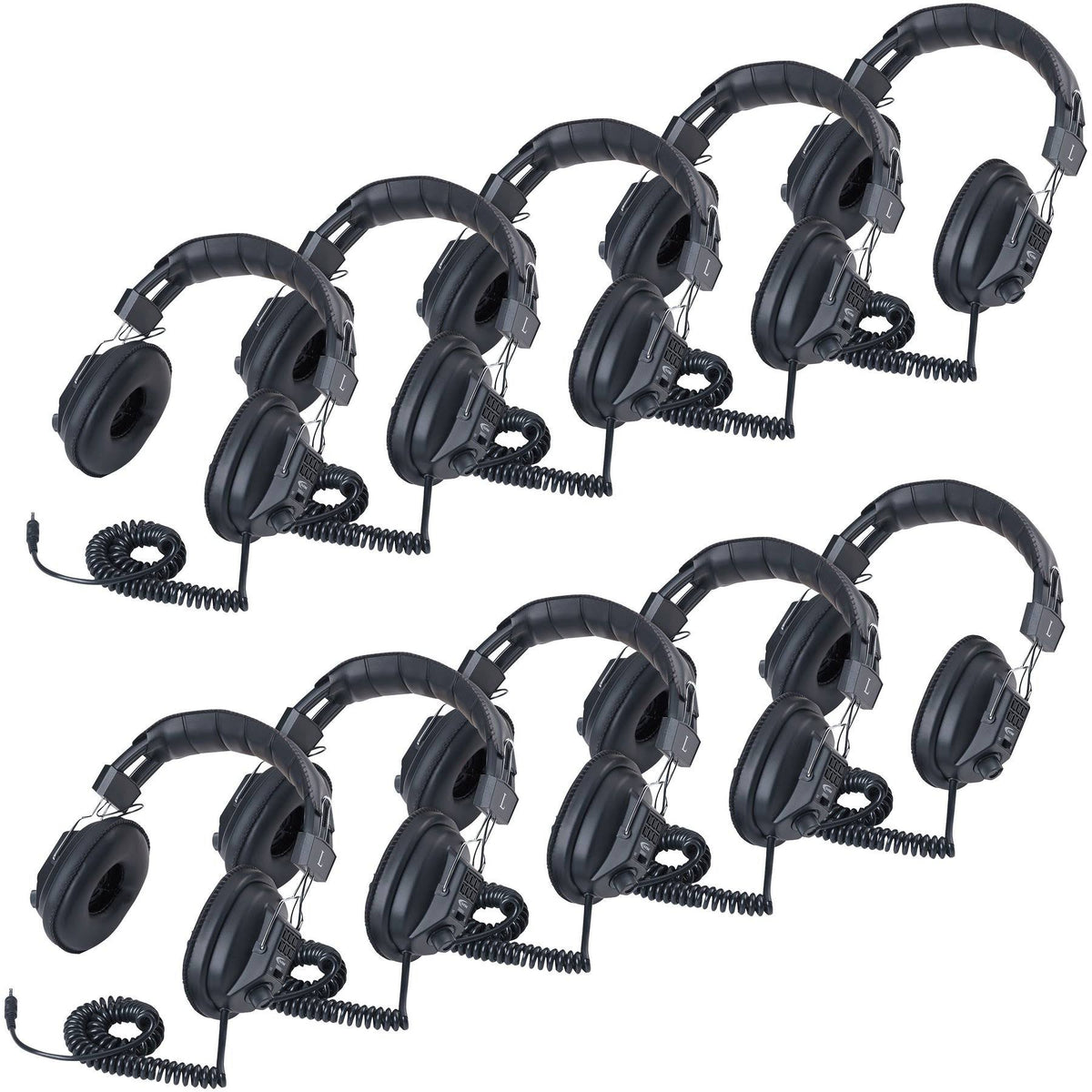 Black Over-Ear Headphones with 1/4 inch Adapter Plug, Pack of 10 S867387