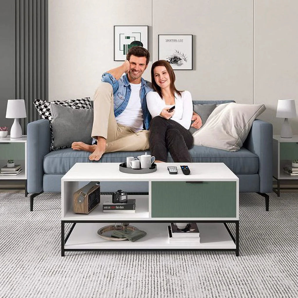 Wood Coffee Table with Steel Frame K818