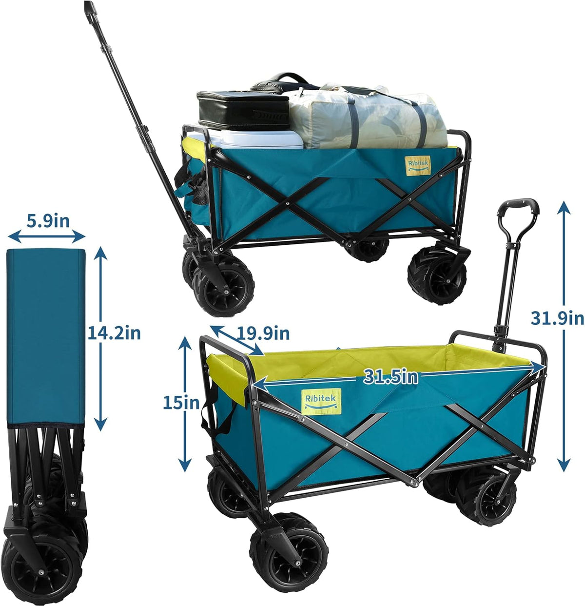 Collapsible Folding Wagon with Big Wheels P195368