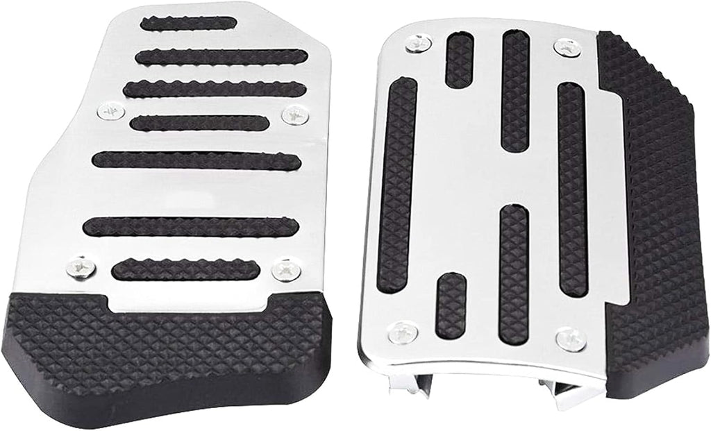 Silver Alloy Nonslip Brake Pedal Cover Accelerator Pad Pack of 2 K249