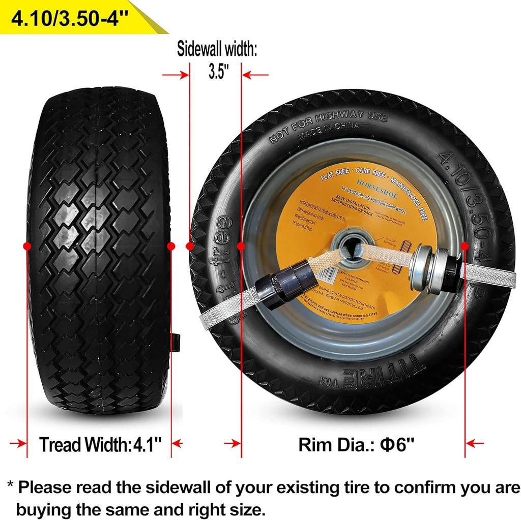 Flat Free Polyurethane Tires with Steel Rim Pack of 2 T809