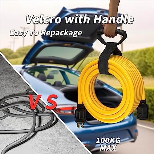 40FT 30 Amp Generator Extension Cord 4 Prong 10 Gauge STW 125/250V Twist Lock Yellow Q386