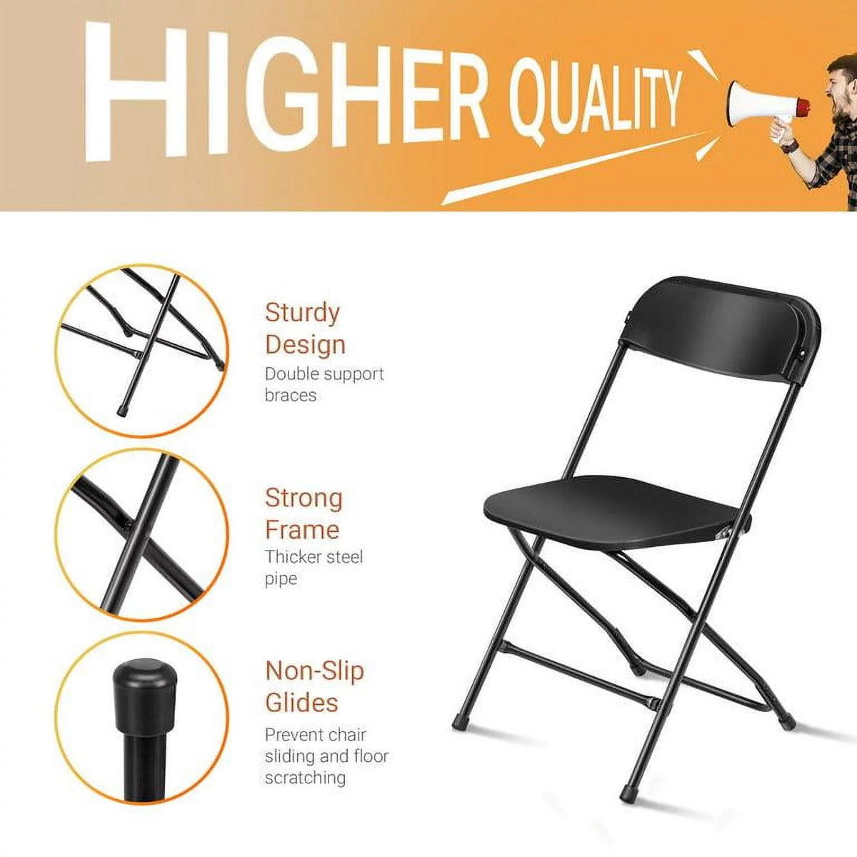 10 Pack Black Plastic Folding Chairs X4030
