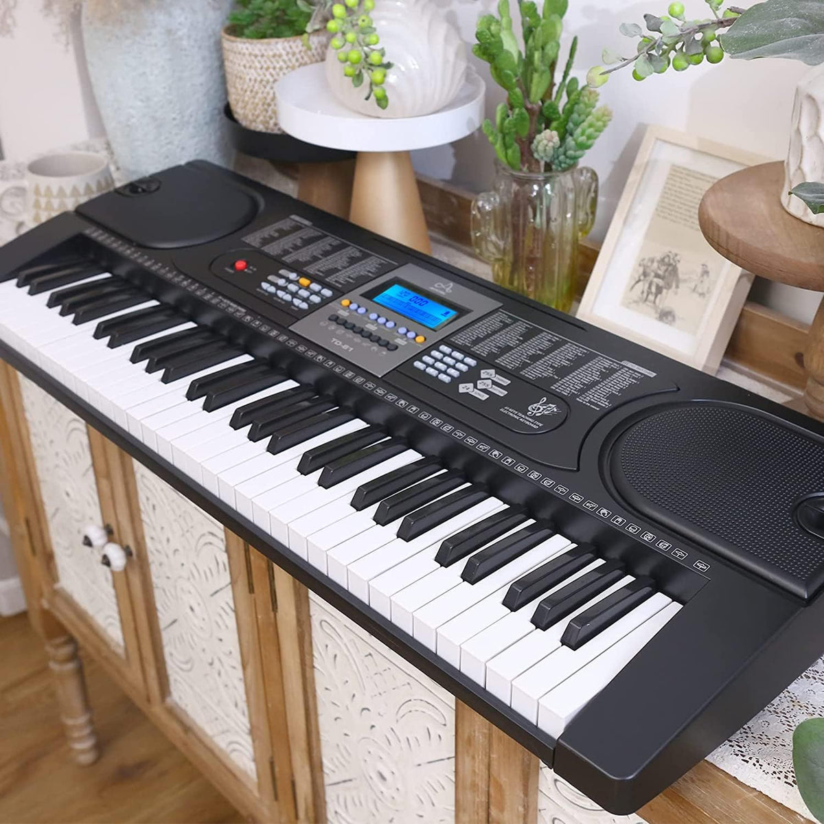 61 Key Keyboard Piano with LCD Display, 255 Sounds, Microphone, 3.5mm Audio Cable, 24 Demo Songs Q3233