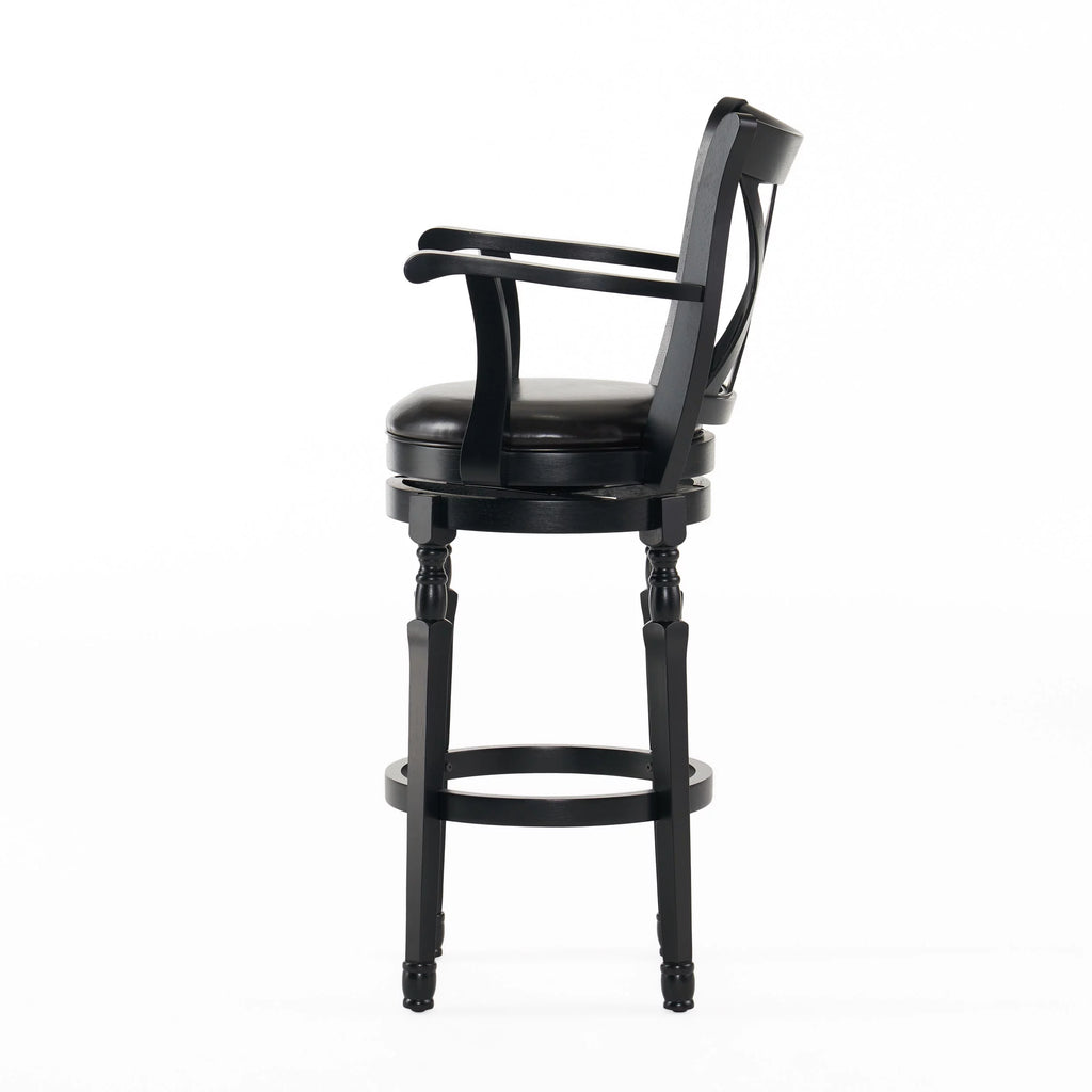 Black Bonded Leather Swivel Barstool V480656