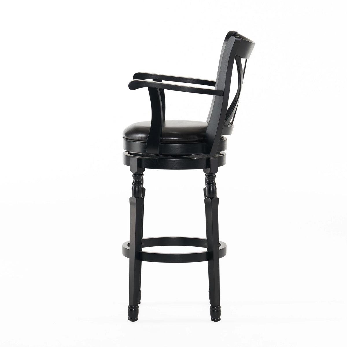 Black Bonded Leather Swivel Barstool V480656