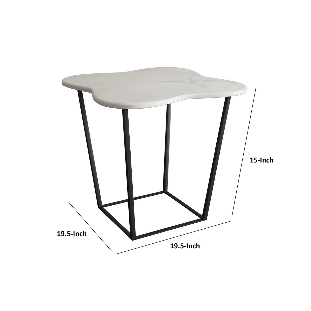 20 Inch Marble Top Metal End Table J912829