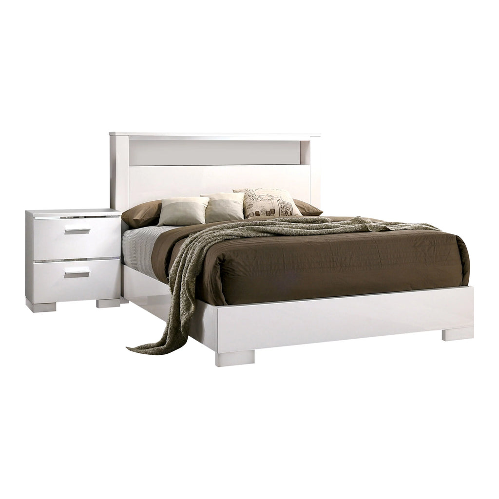 Queen Solid Wood Storage 2-Piece Panel Bed Set with USB Port T3699
