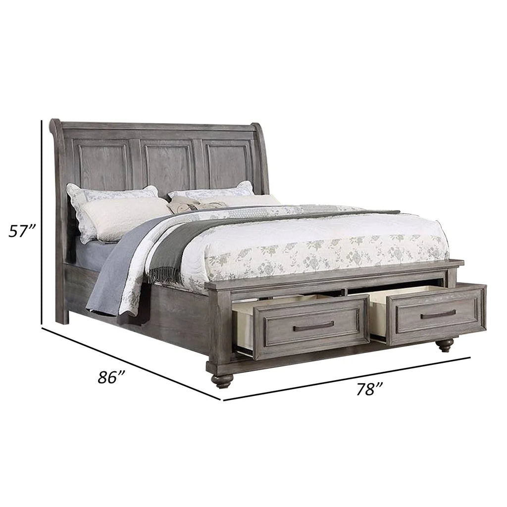 King Size Bed with Sleigh Headboard and 2 Storage Drawers M172847