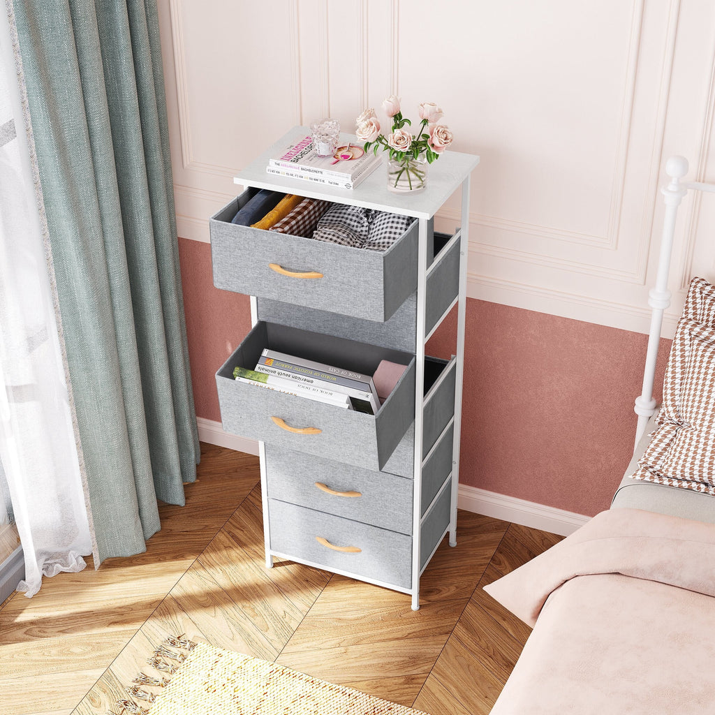 Light Gray Wood Vertical Dresser Storage Tower Y1452