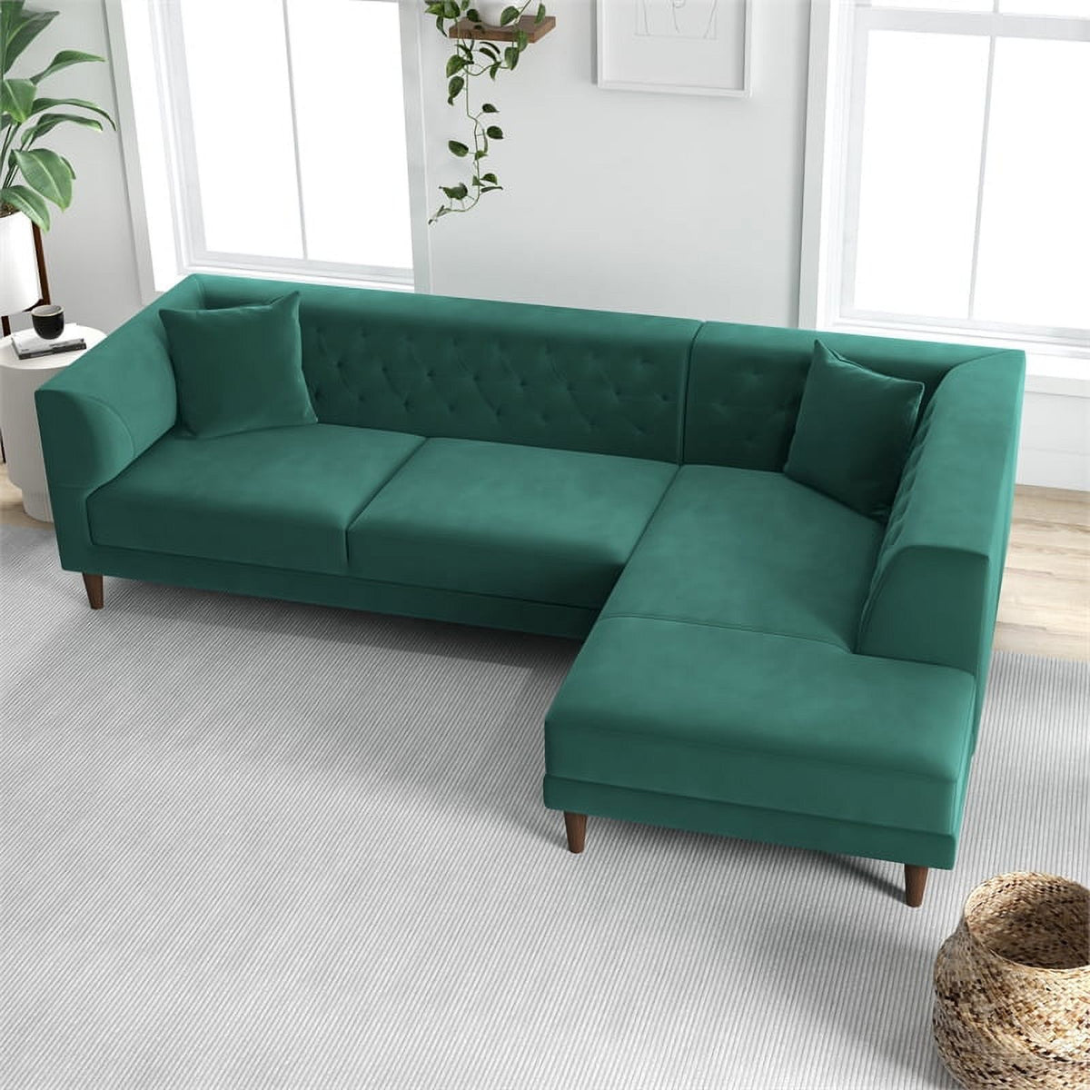 Green Microfiber Sectional Sofa A405776