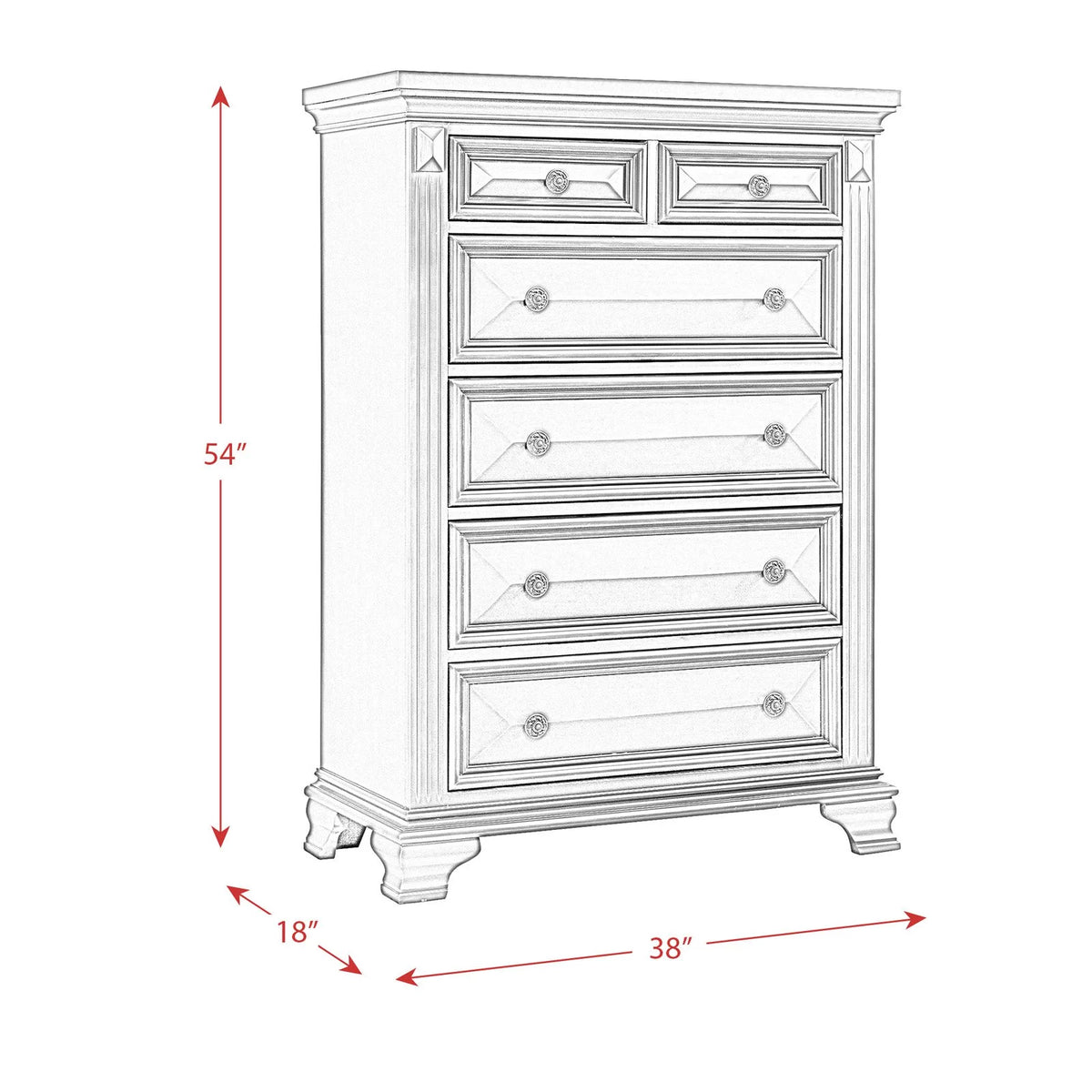 6 Drawer Chest in Antique Black A8961