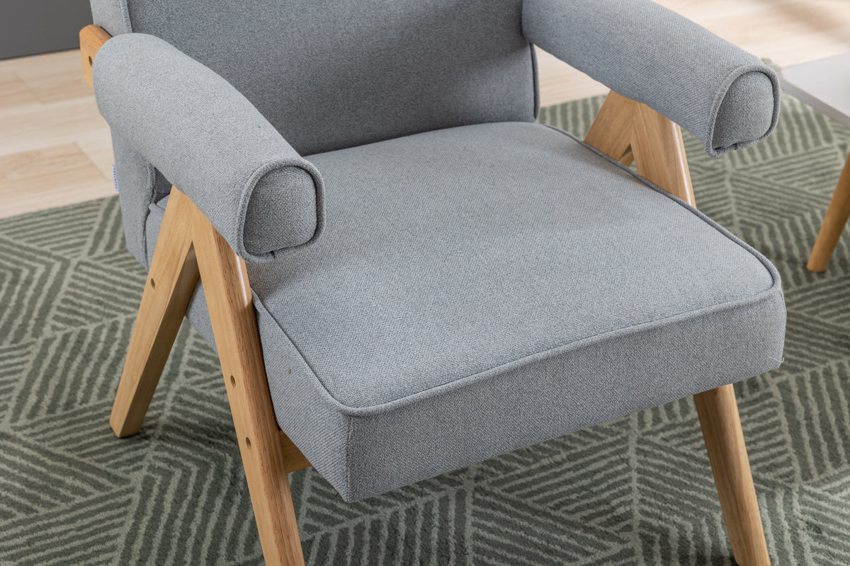 Mid-Century Modern Accent Chair with Solid Wood Armrest D718924