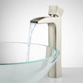 Brushed Nickel Single Hole Waterfall Vessel Bathroom Faucet with Pop-Up Drain Assembly T565