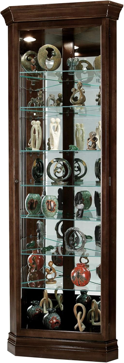 Espresso Curio Cabinet with Seven Glass Shelves and Locking Door Z312765