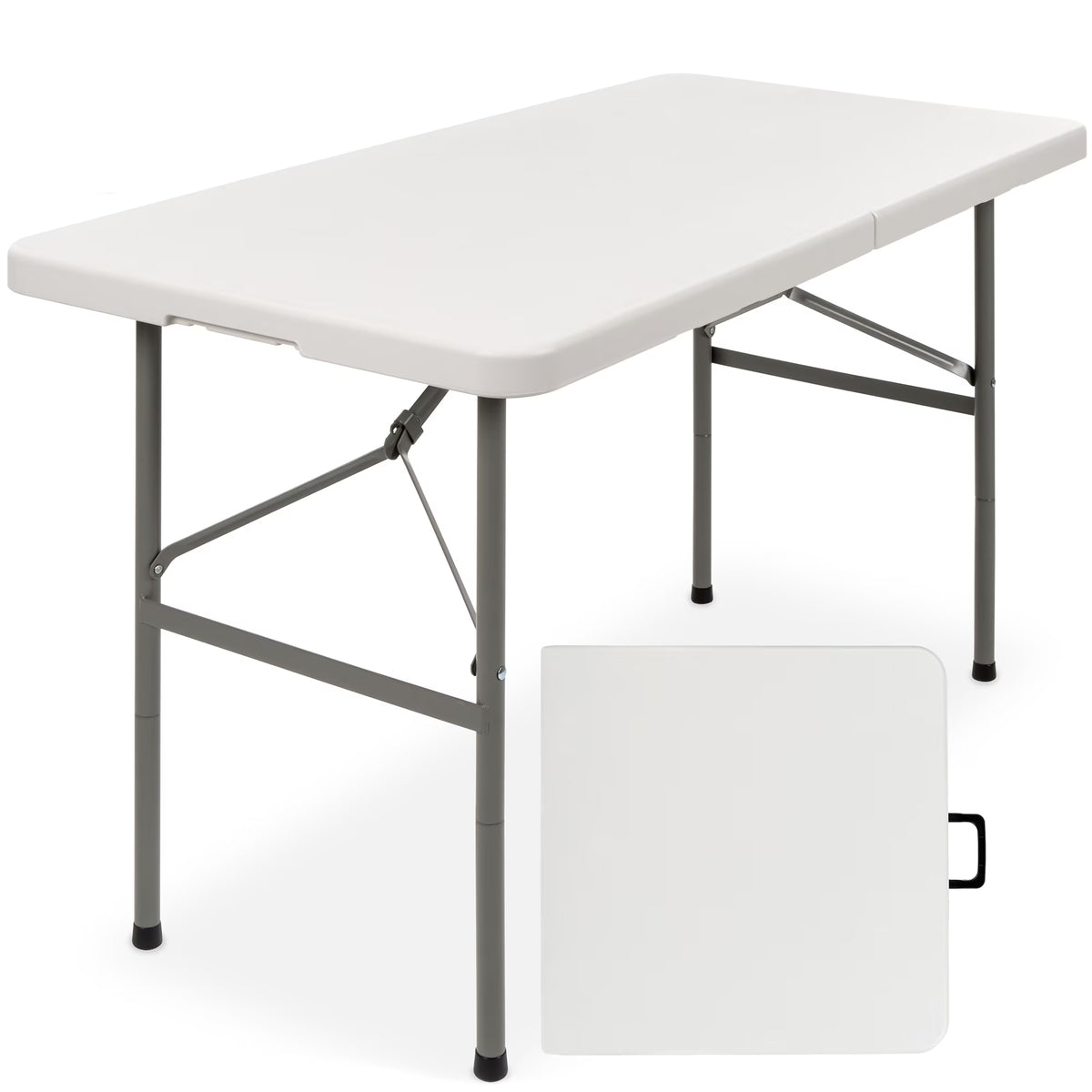 White 4ft Plastic Folding Table with Handle W806