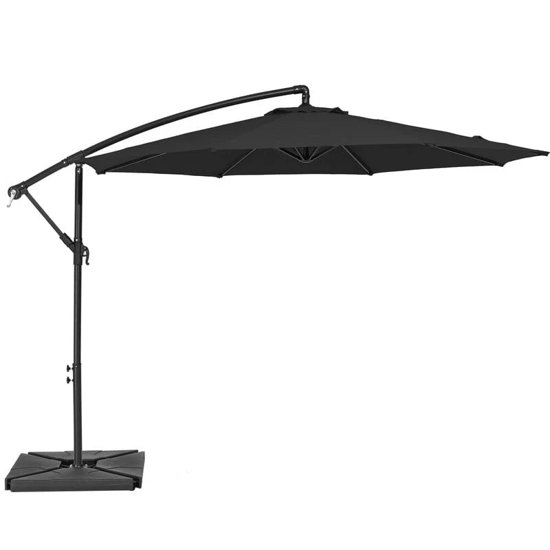10ft Heavy Duty Offset Cantilever Patio Umbrella with 4-Piece Base, Beige Q6859