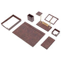 10 Piece Brown Leather Desk Organizer T423
