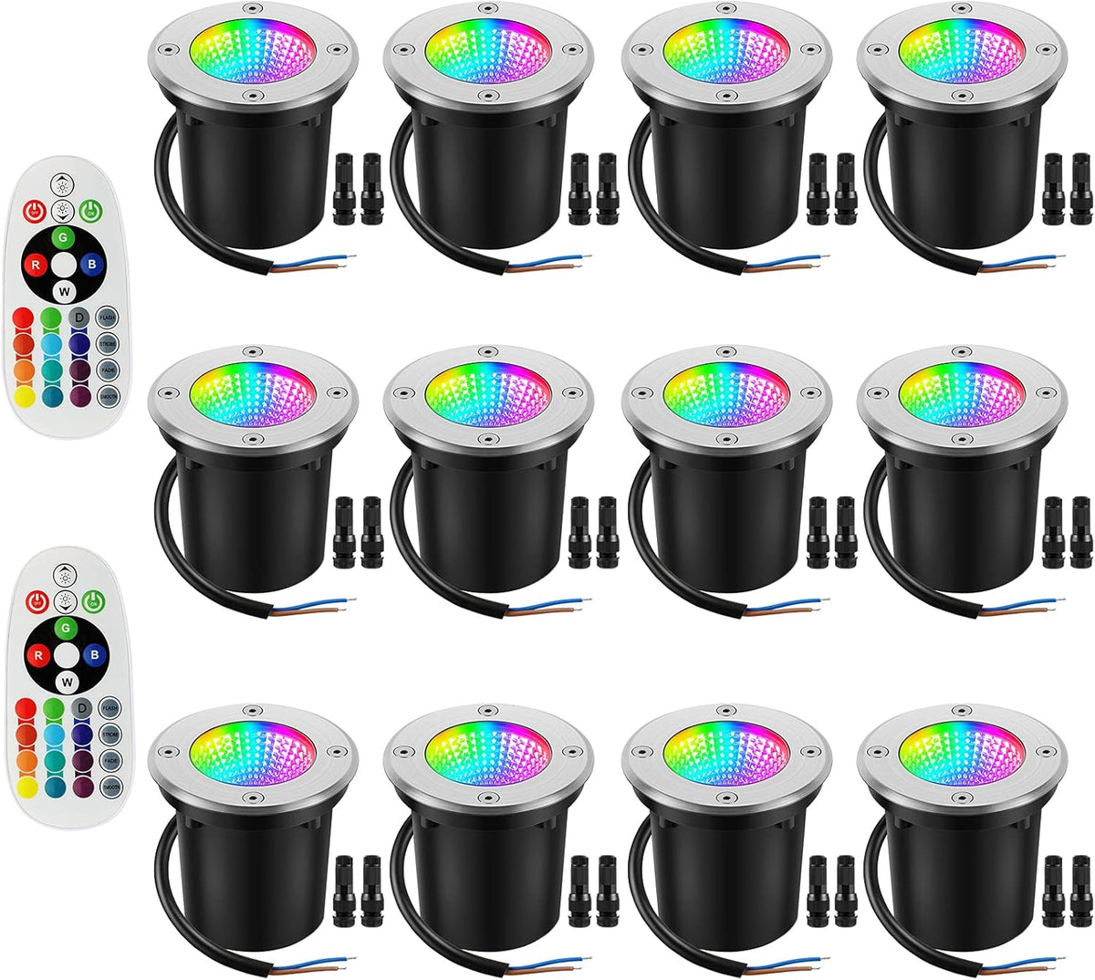 12 Pack RGBW Low Voltage Landscape Lights IP67 Waterproof X52178