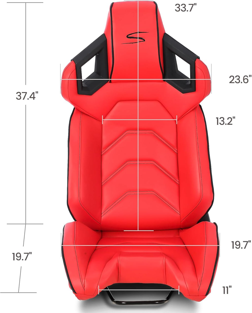 Red+Black Stitching PU Leather Racing Bucket Seat E744