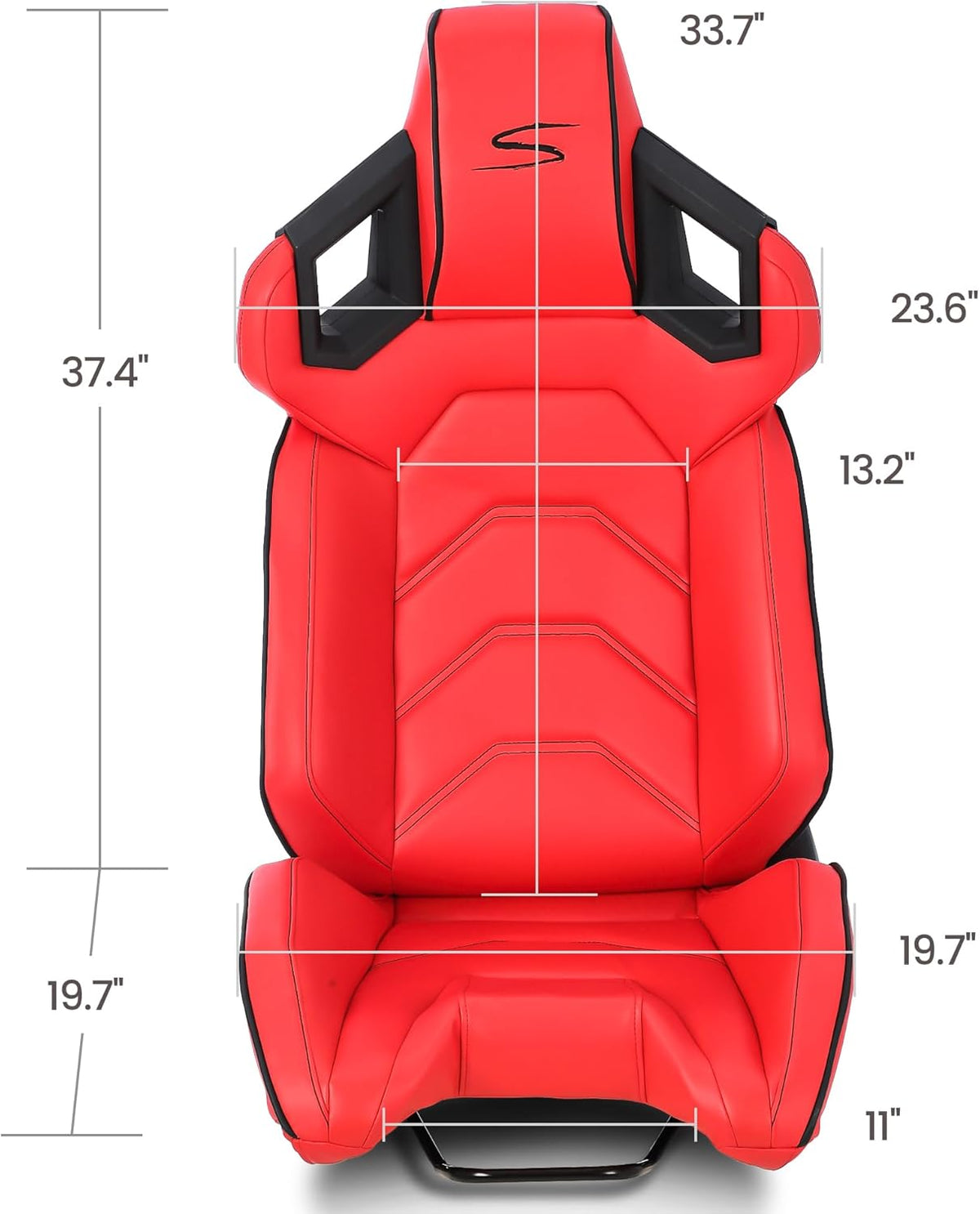 Red+Black Stitching PU Leather Racing Bucket Seat E744