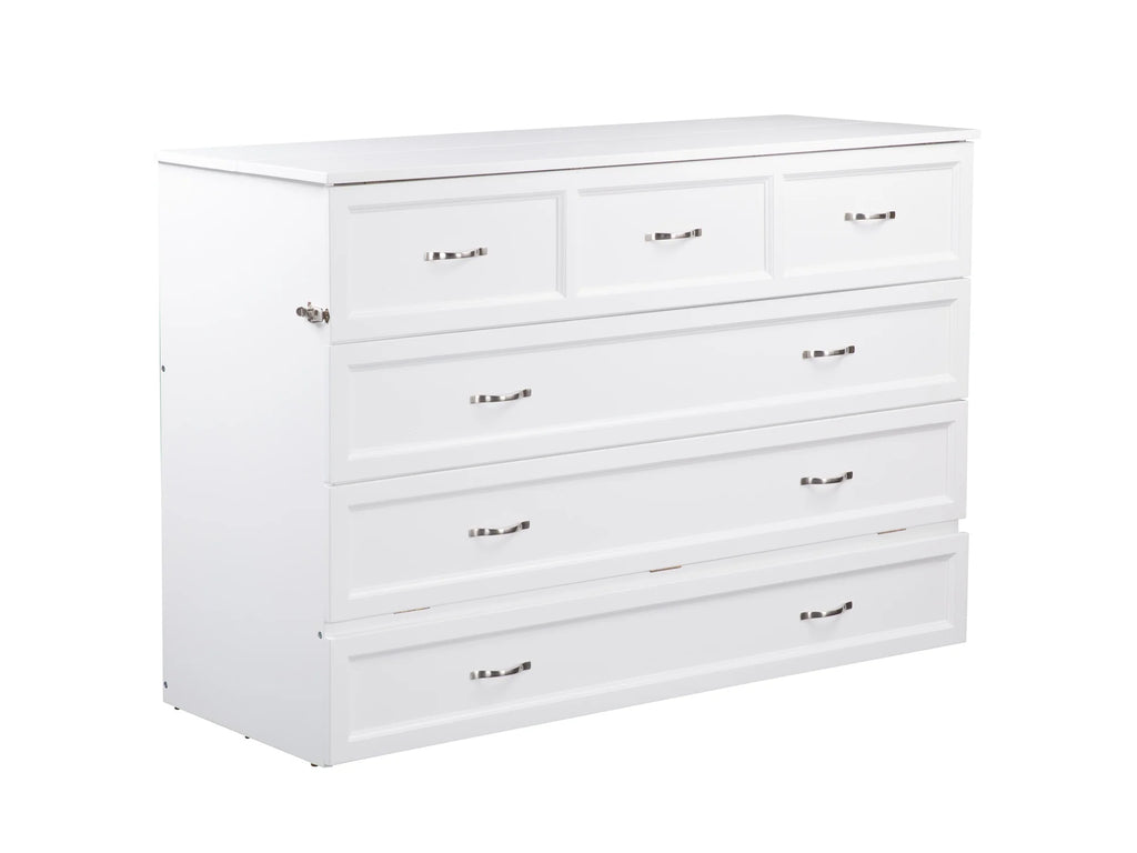 Queen Solid Wood Murphy Bed Chest with Mattress N42999