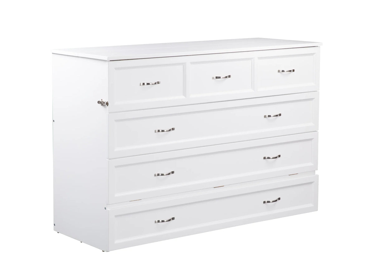 Queen Solid Wood Murphy Bed Chest with Mattress N42999