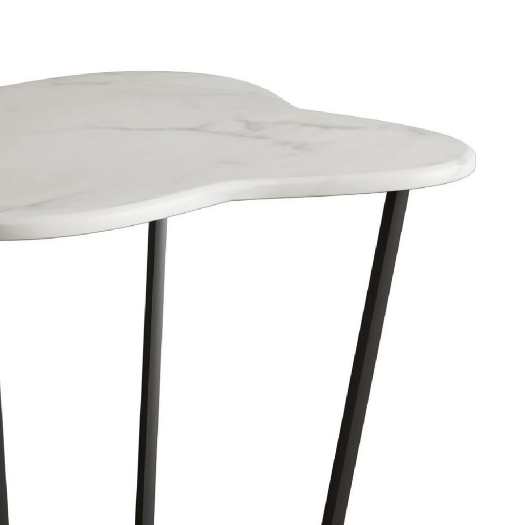 20 Inch Marble Top Metal End Table J912829