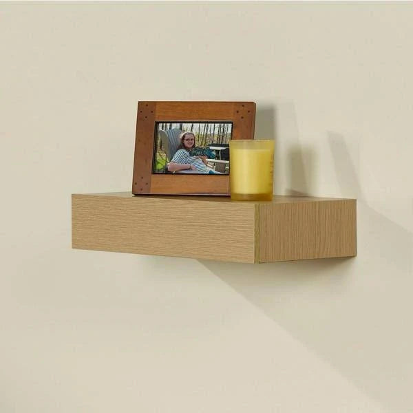 Floating Oak Finish Shelf with Drawer L4460