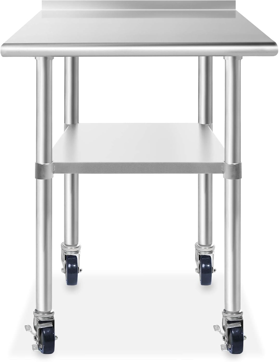 NSF Stainless Steel Commercial Work Table with Backsplash and 4 Casters 30 in. x 24 in. X98917