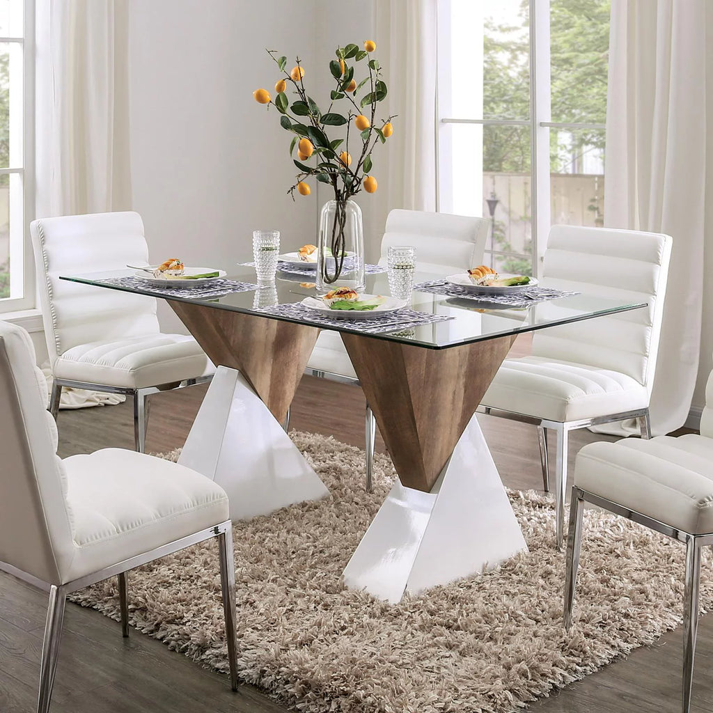 Wood & Tempered Glass Dining Table E566127