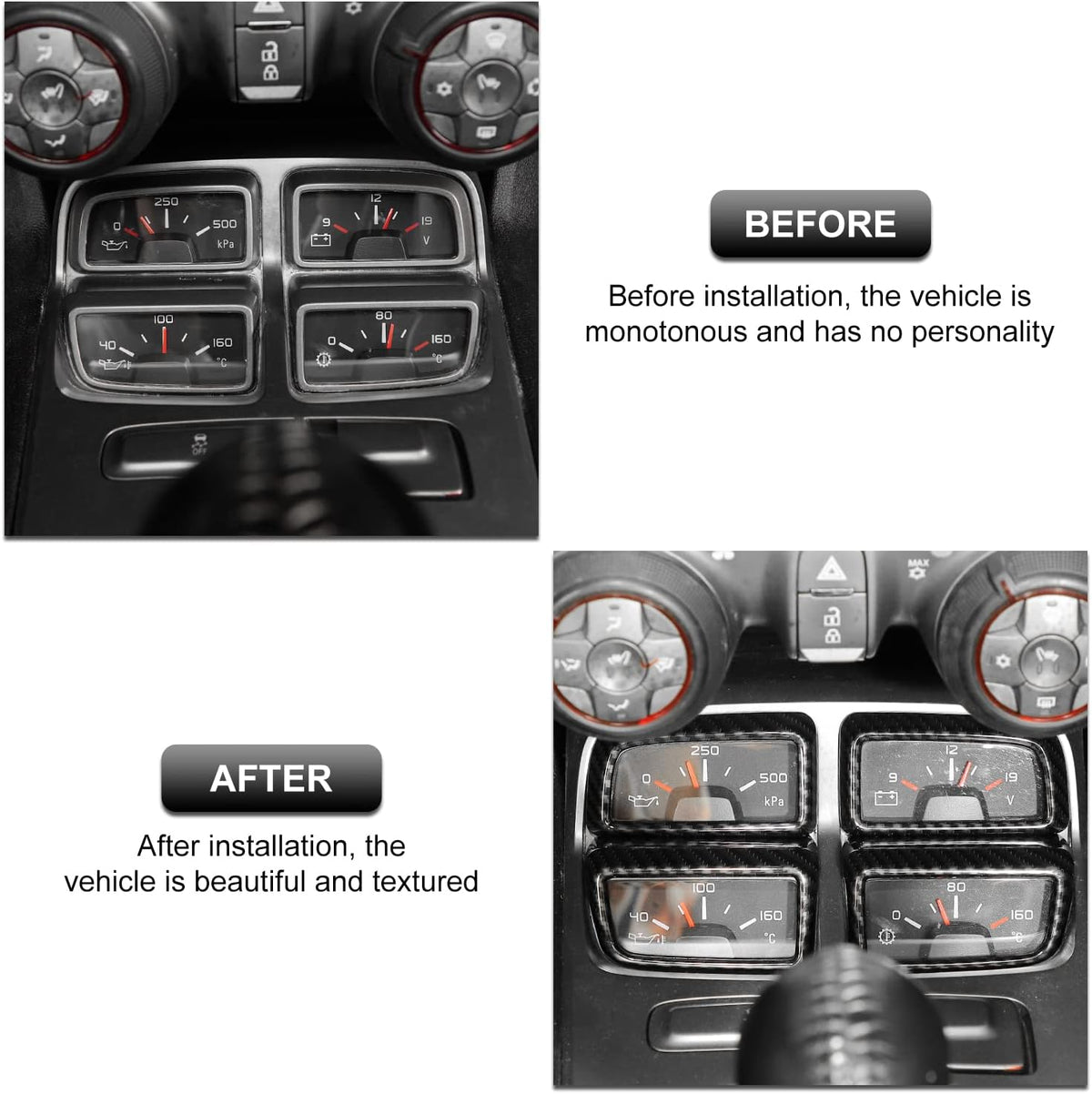 Center Console Dashboard Trim Cover for Chevrolet Camaro 2010-2015, 4PCS Carbon Fiber Grain P4952