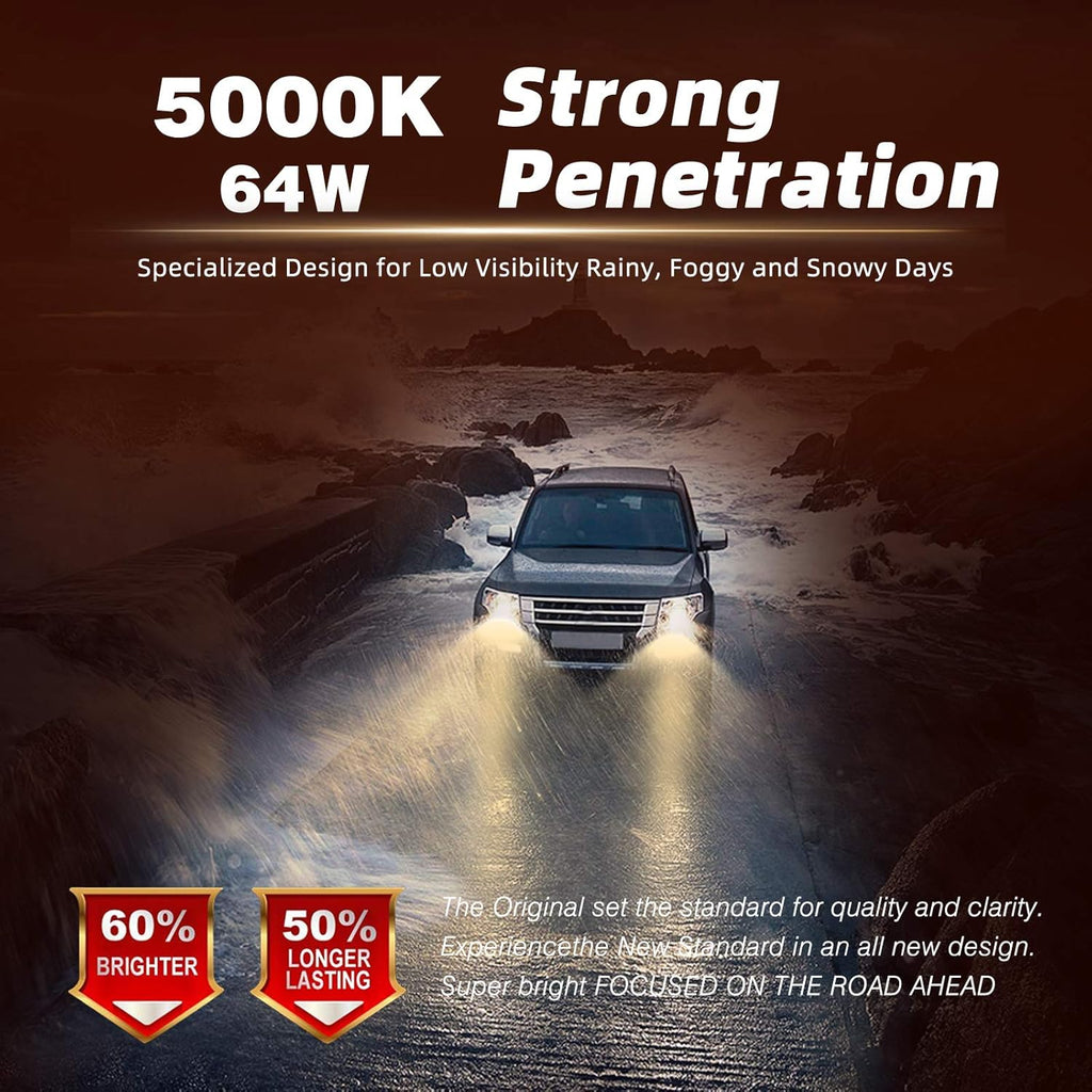 64W 12000Lm 5000K Warm White HB3 LED Headlight Bulb Conversion Kit, Pack of 2 H698101