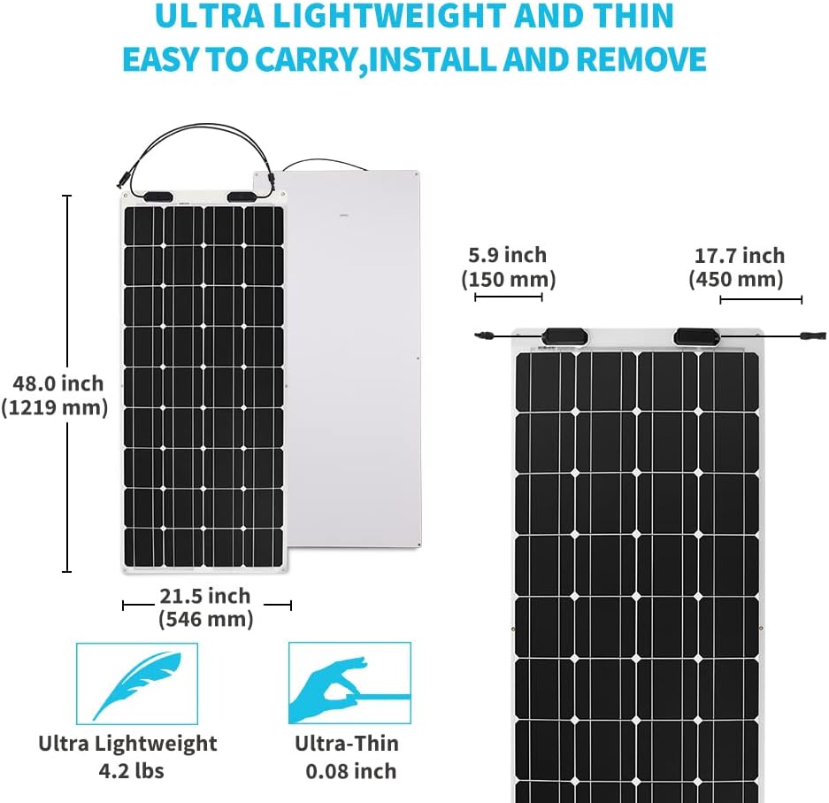 100W 12V Black Monocrystalline Semi Flexible Solar Panel N97274