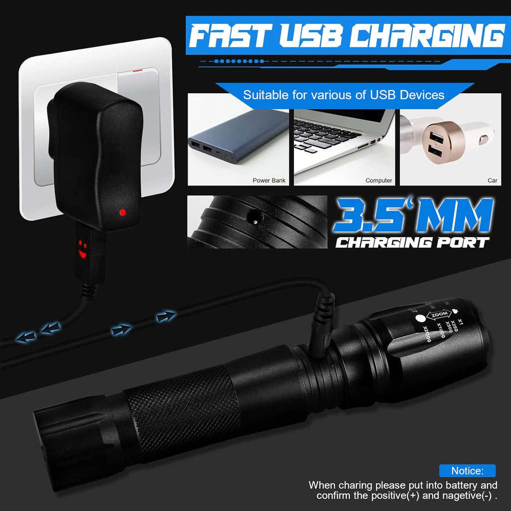 Rechargeable 5000 lumen LED Tactical Flashlight D263