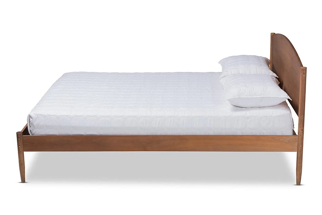 King Walnut Wood Platform Bed Y701578