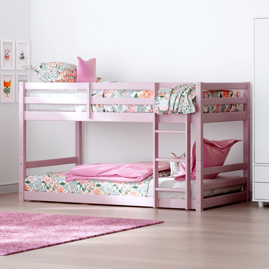 Black Wood Twin Over Twin Convertible Bunk Bed H657