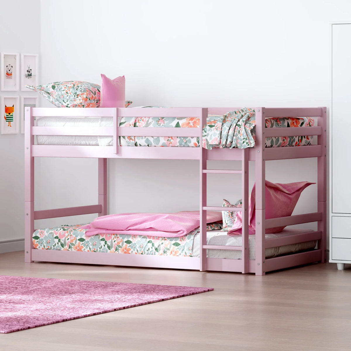 Black Wood Twin Over Twin Convertible Bunk Bed H657