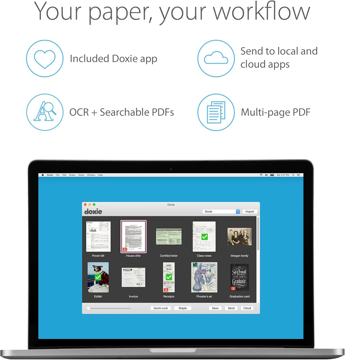 Portable Document Scanner with Rechargeable Battery F80818