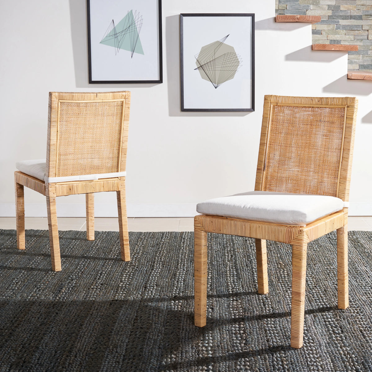 Cane Dining Chair with Cushion, Set of 2 G307