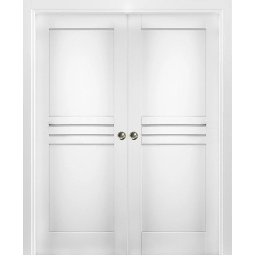 Sliding French Double Pocket Doors 36 x 80 inches White MDF W694812