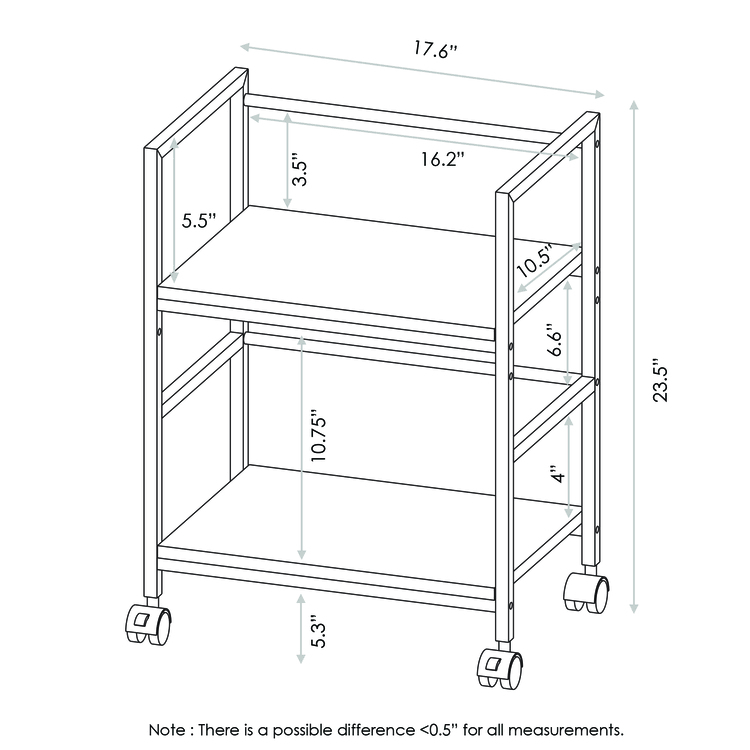 Dark Walnut Storage Cart with Casters R5593
